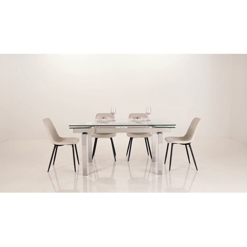 Etta Avenue Beatrice Extendable Glass Top Metal Base Dining Table